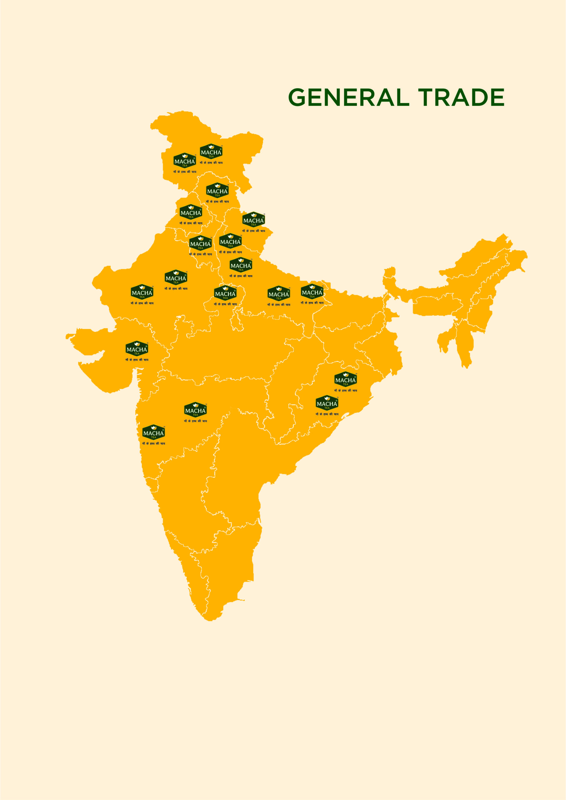 Macha Tea General Trade distribution map of India