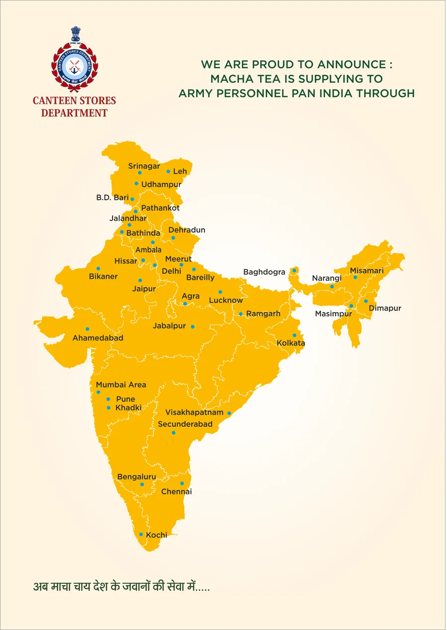 Macha Tea Canteen Stores Department army supply map across India